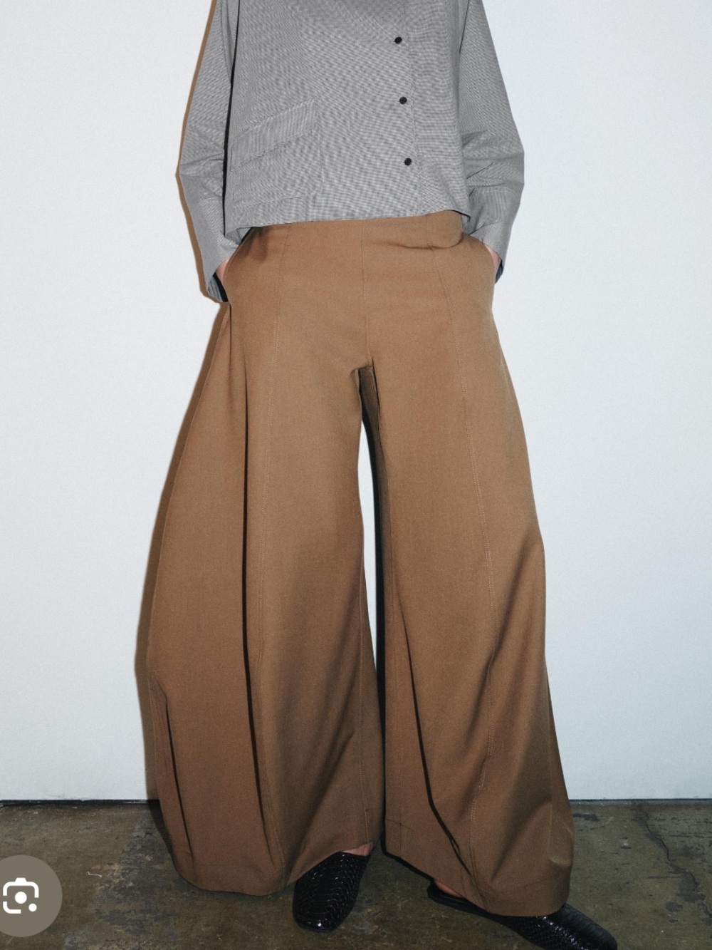 Wide-Leg Cotton-Blend woman Pants in Brown